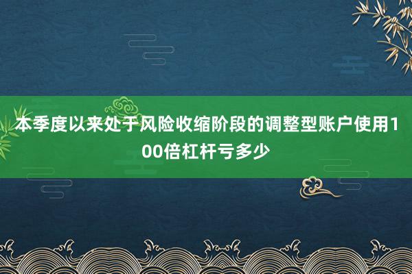 本季度以来处于风险收缩阶段的调整型账户使用100倍杠杆亏多少