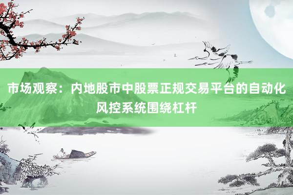 市场观察：内地股市中股票正规交易平台的自动化风控系统围绕杠杆