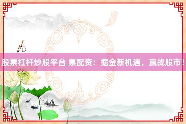股票杠杆炒股平台 票配资：掘金新机遇，赢战股市！