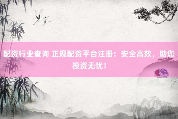 配资行业查询 正规配资平台注册：安全高效，助您投资无忧！