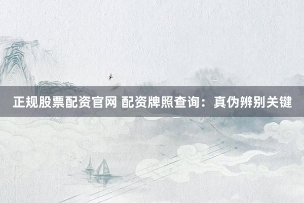 正规股票配资官网 配资牌照查询：真伪辨别关键