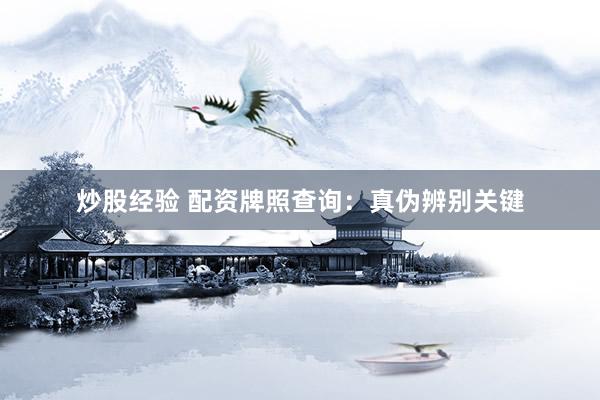 炒股经验 配资牌照查询：真伪辨别关键