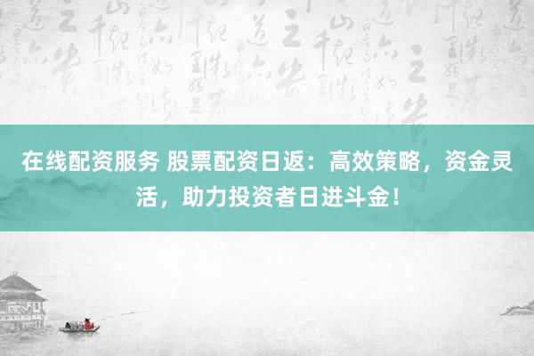 在线配资服务 股票配资日返：高效策略，资金灵活，助力投资者日进斗金！