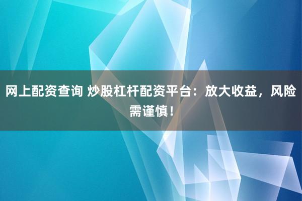 网上配资查询 炒股杠杆配资平台：放大收益，风险需谨慎！